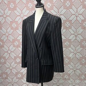 Mondi Vintage Wool Blazer Pinstripe Black Gold Size 38/ Sz 6-8